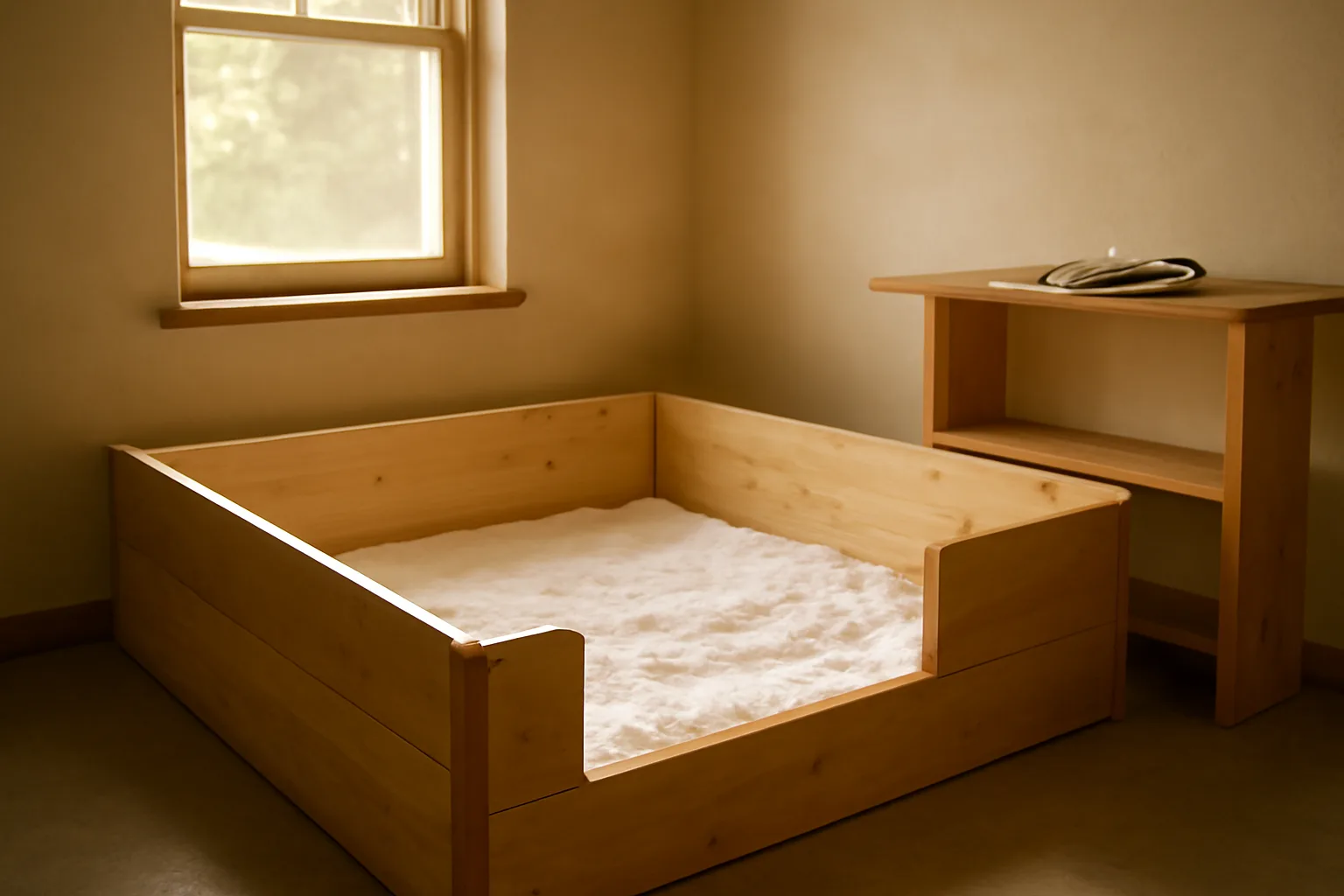 Whelping box and kennel supplies in a home dog breeding facility