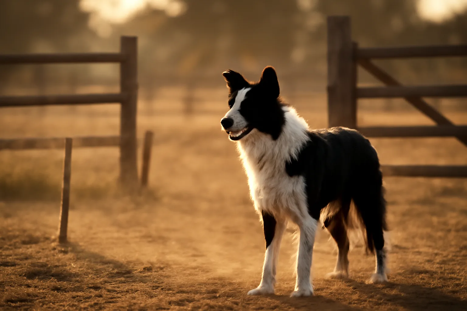 Border Collie working dog standing in a ranch pasture, relevant to american stock dog registration