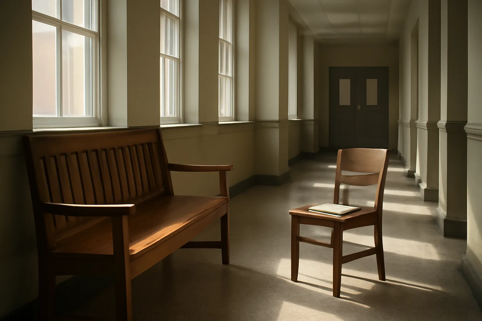 Empty government office hallway representing the animal care license application process