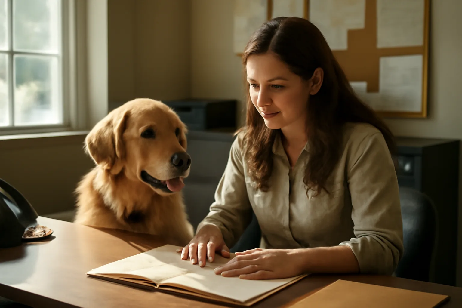 Dog owner registering their dog at a county animal control front desk