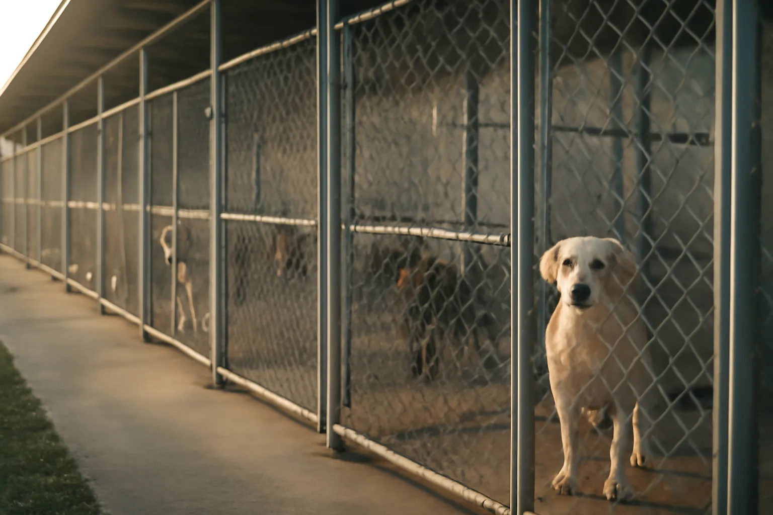 Outdoor kennel runs at a facility appearing on the USDA licensed breeders list